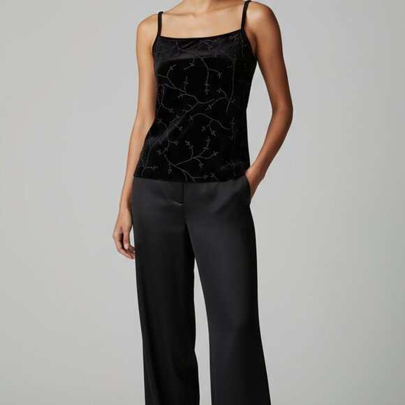 Harold's Black Velvet Scoop Neck Beaded Camisole | Women's Size Small - Picture 3 of 7